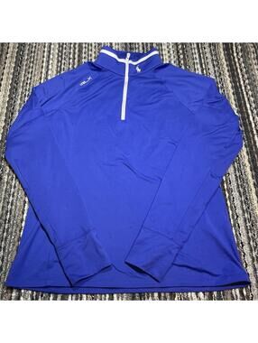 RLX Ralph Lauren Mens Large L Blue Quarter Zip Jersey Pullover Golf Performance